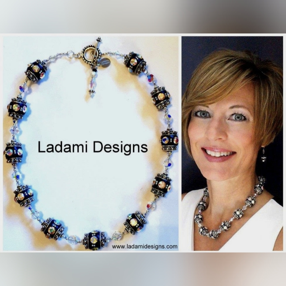 Handmade kashmiri pavé Swarovski crystal necklace.